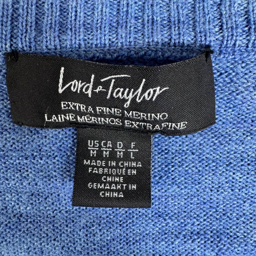 Lord & Taylor Merino Wool Sweater Blue Scoop Neck Raglan High Low Knit Top - Picture 3 of 5